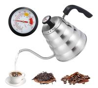 Bollitore a collo di cigno, 1000 ml, in acciaio inox, con termometro, bollitore a collo di cigno, per induzione, gas e fornelli elettrici