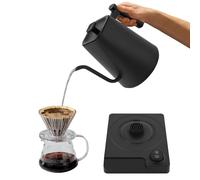 Bollitore a collo d'oca con termometro per versare il caffè, nero | Bollitore con collo di cigno e display a LED della temperatura, 1200 W, 1 l, volume regolabile da 40 a 100 °C per una