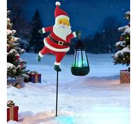 Bollitore a energia solare a forma di Babbo Natale, decorazione da giardino in metallo impermeabile con luce LED, lampada da terra a forma di bollitore di Babbo Natale, luce notturna solare per patio