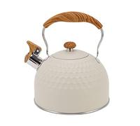 Bollitore a fischietto da 2,5 l, Bollitore a fischietto in acciaio inox in beige, teiera a fischietto intelligente per l'uso su piani cottura elettrici, a gas e a gas