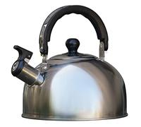 Bollitore a fischio, in acciaio inox, capacità 2,0 litri, fornello a gas, fornello elettrico, fornello a gas, fornello da campeggio, griglia retrò, argento