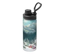 Bollitore alla moda di Village Town con neve, bollitore termico sportivo da 510 g, bollitore esterno, bollitore in acciaio inossidabile, bollitore per la protezione dell'ambiente.