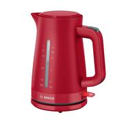 Bollitore BOSCH TWK3M124, Capacità 1.7 L, Spegnimento Automatico, Riscaldamento Rapido, Filtro Anticalcare Removibile, Indicatore Livello dell'Acqua Esterno, Facile da Pulire, Rosso
