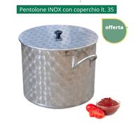 BOLLITORE CALDAIA PENTOLA PENTOLONE INOX PER ALIMENTI LATTE FORMAGGIO PENTOLE 35