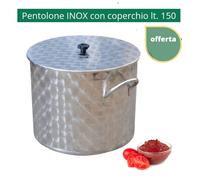 BOLLITORE CALDAIA PENTOLA PENTOLONE INOX PER ALIMENTI LATTE FORMAGGIO PENTOLE150