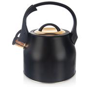 Bollitore con fischietto, acciaio, nero, oro, 3 l