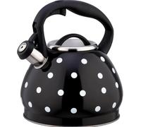 Bollitore con Fischietto, Teiera in Acciaio Inox da 3 Litri, Bollitore per Piano Cottura A Induzione, per Fornelli A Gas O A Induzione, Graziosa Teiera, Black, One Size