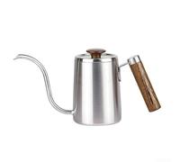 Bollitore da caffè a collo di cigno in acciaio inossidabile 304, beccuccio lungo con manico in legno per un controllo accurato del flusso d'acqua, 600 ml, bianco, nero, argento (argento)