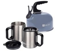 Bollitore da campeggio in blu 1 litro con 2 x set di tazze isolate per escurs...