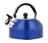 Bollitore da tè, 1,8 l, in acciaio inox, blu scuro, con manico ergonomico, bollitore a fischio, bollitore a fischio, per stufa a legna, pentola leggera, fornello, ristorante
