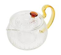 Bollitore da tè Bianco in Vetro con Manico, Trasparente, Adatto ai fornelli e al microonde, per tè Sfuso e in Fiore, 600 ml, Piccolo, Trasparente