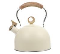 Bollitore da Tè in Acciaio Inossidabile, Fischio, Bocca Ampia | Beige, Nylon Resistente, Uso per Tè e Bevande, Sicuro e Igienico, Protegge le Mani Scottature
