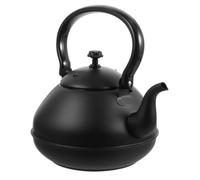 Bollitore da Tè in Acciaio Inox 2l Nero con Manico Termoresistente | Cucina e Campeggio, senza Fischio, con Chiusura a Catena, per Piani Alogeni e Legna