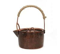 Bollitore da tè in Rame Massiccio Realizzato a Mano, Bollitore for Acqua in Rame Rosso Puro for Piano Cottura, Teiera Gongfu Tradizionale con Manico Girevole, Recipiente(A,Large)