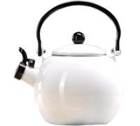 Bollitore da tè per fornello smaltato su acciaio teiera, 2 l, carinissima teiera a fischio, disponibile in rosso e bianco, per tutte le fonti di calore (bianco)