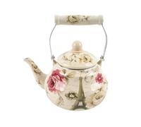 Bollitore da tè smaltato, design vintage, resistente al calore con manico in ceramica, teiera floreale antiruggine per piano cottura, capacità 2,5 l, nessun fischio