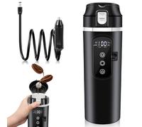 Bollitore da viaggio per auto, riscaldato 12 V/24 V, 500 ml, a prova di perdite, mini bicchiere elettrico portatile per auto, camion, campeggio (nero)