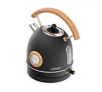 Bollitore d'acqua Caprizze Nara 2200 W in acciaio inox con termometro integrato capacitá 1.8 L nero opaco e effetto legno