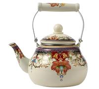 Bollitore di tè smaltato 2, 5 litri bollitore da tè vintage resistente al calore con manico fresco in ceramica floreale a prova di arrugginire senza fischiare la teiera facile da pulire per piano..