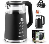 Berdsen Bollitore in acciaio inox, 1,7 l, capacità a scelta della temperatura, funzione di mantenimento del caldo, 2200 Watt, doppia parete, base piroette, fornello per acqua, silenzioso, nero