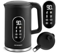 Berdsen Bollitore elettrico - 1,7 l - con regolazione della temperatura - Indicatore digitale della temperatura a LED - Protezione contro il funzionamento a secco - Base a 360° - Nero Argento