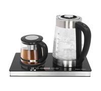 Bollitore elettrico, 2,5 l, 1000 ml, doppio fuoco, in acciaio inox, vetro e plastica, filtro display Lcd, produzione di varie bevande come caffè, tè, ufficio, hotel, appartamenti, famiglie, nero