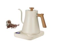 Bollitore elettrico a collo d'oca da 0,9 l, controllo intelligente della temperatura, interno in acciaio inossidabile, for versare il caffè, preparare il tè, bollire l'acqua calda(White)