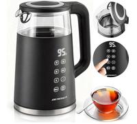 Berdsen Bollitore in acciaio inox, 1,7 l, capacità a scelta della temperatura, funzione di mantenimento del caldo, 2200 Watt, doppia parete, base piroette, fornello per acqua, silenzioso, nero