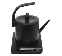 Bollitore elettrico da 1 l, 1000 W, in acciaio inox, con presa curva, con beccuccio lungo, 7 impostazioni di temperatura, spegnimento automatico (nero)