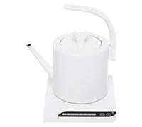 Bollitore elettrico da 1 l, 1000 W, in acciaio inox, con presa curva, con beccuccio lungo, 7 impostazioni di temperatura, spegnimento automatico (bianco)
