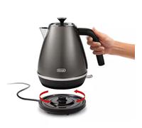 De'Longhi Bollitore Distinta Titanium KBIN2001.TB Base girevole a 360° Indicatore del livello dell'acqua 2000 W Disincrostante rimovibile 1,7 L Titanio Nero