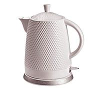 Bollitore elettrico in ceramica, capacità 1,5 l, coperchio rimovibile, colore: bianco. Bollitore da tè in bianco retrò, design elettrico in porcellana bianca vintage. Idea regalo.