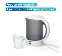 Bollitore elettrico in plastica da viaggio bianco 650W capacità 600ml - Bpa Free