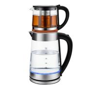 Bollitore elettrico in vetro, 2,5 l, con piccola teiera, 1800 W, macchina da tè, Thermos, per riscaldare l'acqua, preparare caffè, latte in polvere, tè con fiori e frutta