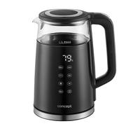 Concept RK4100 - Bollitore in vetro con regolazione della temperatura, 1,7 l, 1850-2200 W, funzione di mantenimento al caldo, display LCD, superficie Cool Touch, colore: Nero