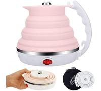 Bollitore Elettrico Pieghevole Portatile Bollitore Elettrico Pieghevole A Bollitura Rapida da 555 Ml - Bollitore Elettrico con Protezione A Secco in Silicone per Uso Alimentare da Viagg, Pink