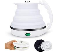 Bollitore Elettrico Pieghevole Portatile Bollitore Elettrico Pieghevole A Bollitura Rapida da 555 Ml - Bollitore Elettrico con Protezione A Secco in Silicone per Uso Alimentare da Viagg, White