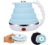 Bollitore Elettrico Pieghevole Portatile Bollitore Elettrico Pieghevole A Bollitura Rapida da 555 Ml - Bollitore Elettrico con Protezione A Secco in Silicone per Uso Alimentare da Viagg, Blue