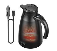 Bollitore elettrico portatile da 12 V - 24 V per auto, 1,2 litri, in acciaio inox con presa accendisigari da 12/24 Volt per acqua calda, caffè, caffè, camion, auto, viaggio, campeggio
