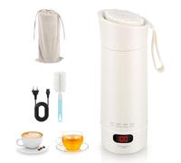 Bollitore Elettrico Portatile da Viaggio, 400ml Bollitore Elettrico Piccolo, Mini Bollitore da Viaggio 3 in 1 mit 4-Temperatura Regolabile, Spegnimento Automatico per Tè Latte Caffè