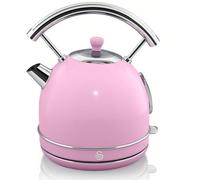 Bollitore elettrico retrò, 1,8 L, ✅Spedizione in 24/48 ore ✅Resistenza nascosta in acciaio inossidabile, Wireless, Vintage, Cigno, SK14630PNEU, Rosa Il bollitore della gamma Retro di Swan si ispira al