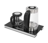 Bollitore elettrico - Set doppio bollitore in vetro 2,5 l + 1 l capacità 1800 W fornello rapido LCD touch screen spegnimento automatico (nero)