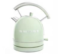 SWEISS Bollitore elettrico vintage KTL7, 1,8L, acciaio inox, compatto, pratico, 2200W, Ebollizione rapida, Livello dell'acqua visibile e graduato, Spegnimento automatico, Base 360°, Verde