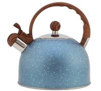 Bollitore Fischietto 2,5 in Acciaio Inox e Plastica | Colore Blu, Beccuccio Ampio, Resistenza alla Corrosione, per Gas e Induzione, Uso Domestico Quotidiano