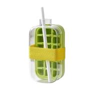 Bollitore for tazza di bottiglia con vassoio for cubetti ghiaccio 2 in 1 cannuccia Facile da premere for rilasciare(Green 800ML Straw)