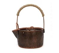 Bollitore for tè in rame massiccio lavorato a mano, bollitore for acqua in rame rosso puro for piano cottura, teiera tradizionale cinese Gongfu con manico in legno(B,Large)