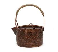 Bollitore for tè in rame massiccio lavorato a mano, bollitore for acqua in rame rosso puro for piano cottura, teiera tradizionale cinese Gongfu con manico in legno(A,S)