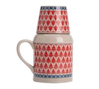 Bollitore in ceramica, set bollitore, teiera, Ru-kiln, teiera con coperchio e tazza, for uso domestico, ristorante, tè sfuso, bustine di tè e tè alla frutta(Red)