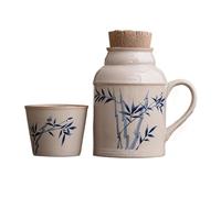 Bollitore in ceramica, set bollitore, teiera, Ru-kiln, teiera con coperchio e tazza, for uso domestico, ristorante, tè sfuso, bustine di tè e tè alla frutta(Blue)