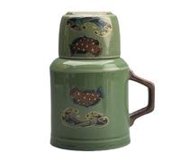 Bollitore in ceramica, set di bollitore e tazza, piccolo bollitore caldo, una pentola e una tazza, resistente, for ufficio e casa, lavabile in lavastoviglie(Green)